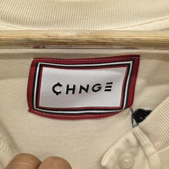 CHNGE Cream Long Sleeve Embroidered Grafic Crop Shirt Size Large - Picture 6 of 12